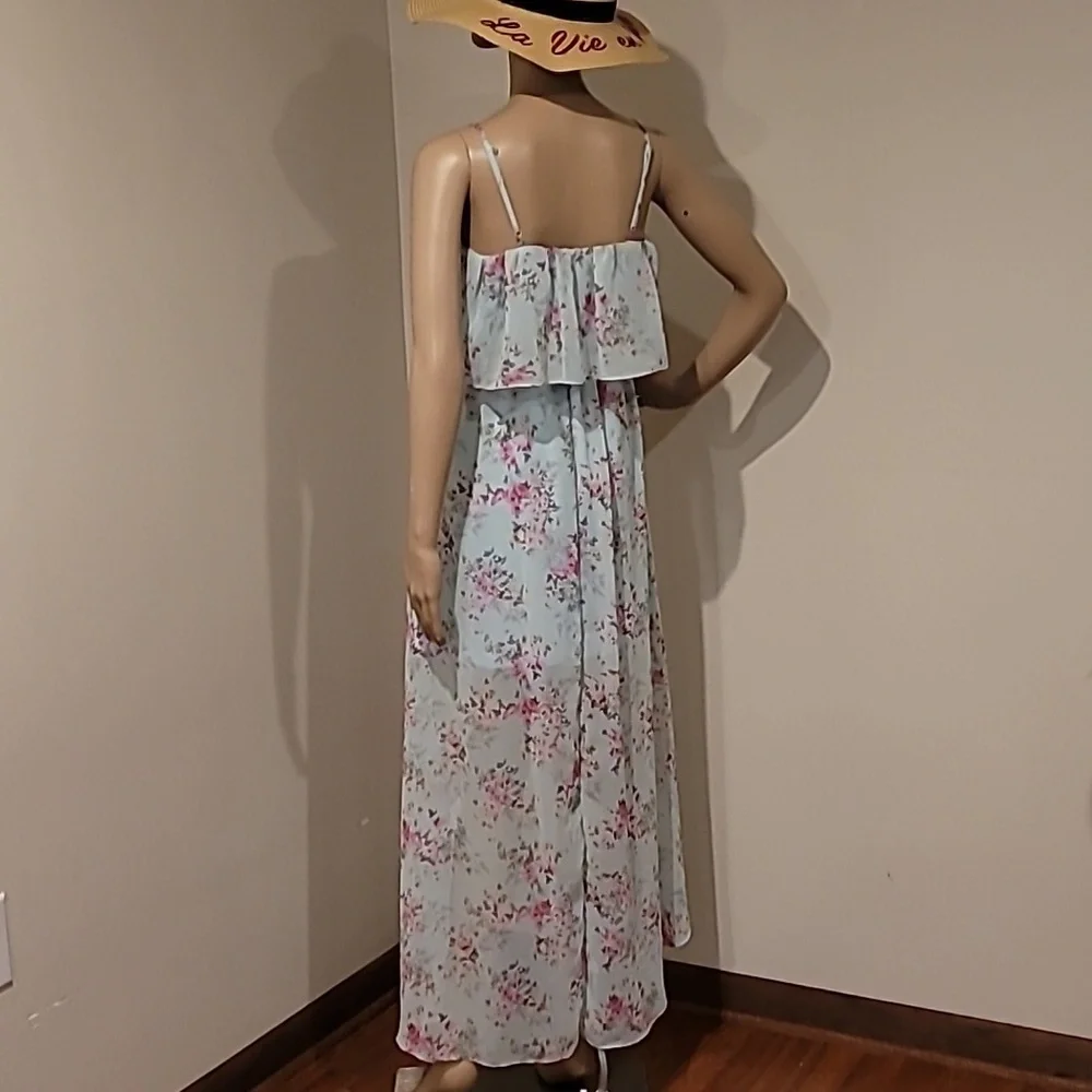 Disney Cinderella The Collection Dress - Blue & Pink Sheer Floral High Low